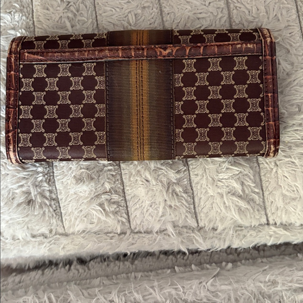 Celine Chocolate and Tan Monogram Wallet - Picture 2 of 9